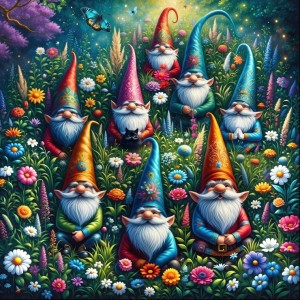 Alipson: Garden Gnomes in Spring (1024) vierkante puzzel