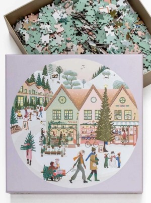 Vissevasse: White Christmas (1000) ronde kerstpuzzel