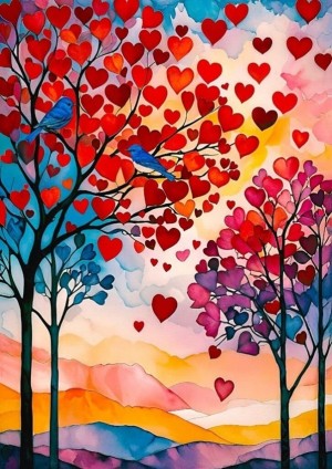 Enjoy: Bluebirds in Love (1000) verticale puzzel