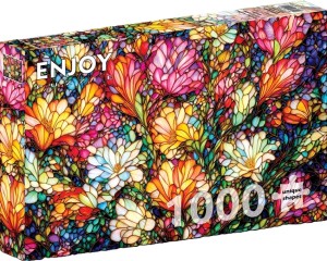 Enjoy: Abstract Stained Glass Flower Garden (1000) puzzel