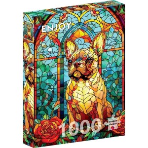 Enjoy: French Bulldog Stained Glass (1000) verticale puzzel