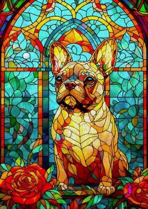 Enjoy: French Bulldog Stained Glass (1000) verticale puzzel