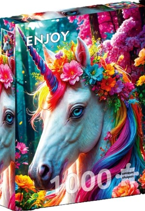 Enjoy: Floral Unicorn (1000) verticale puzzel