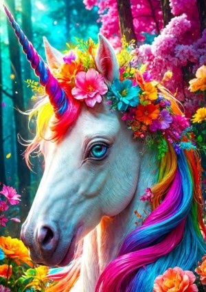 Enjoy: Floral Unicorn (1000) verticale puzzel