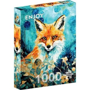 Enjoy: Red Fox on Blue (1000) verticale puzzel