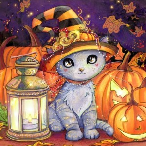 Grafika: Halloween Kitty (1000) vierkante puzzel