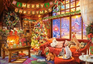Castorland: Christmas Evening with Pets (1000) kerstpuzzel