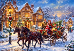 Alipson: Christmas Horse Drawn Carriage Ride (1000) kerstpuzzel