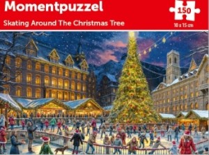 Tucker's Fun Factory: Momentpuzzel - Skating around the Christmas Tree (150) mini kerstpuzzel
