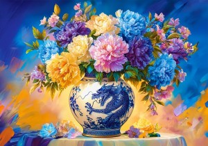 Castorland: Flowers in Chinese Porcelain (500) legpuzzel