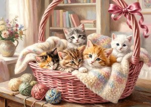 Cherry Pazzi: Basket Full of Love (300XL) kattenpuzzel