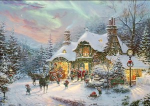 Schmidt: Thomas Kinkade - Santa's Night Before Christmas (1000) kerstpuzzel