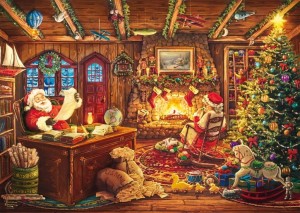 Schmidt: Thomas Kinkade - Santa Checking His List (1000) kerstpuzzel