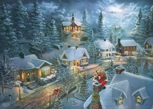 Schmidt: Thomas Kinkade - Santa's Silent Night (1000) kerstpuzzel