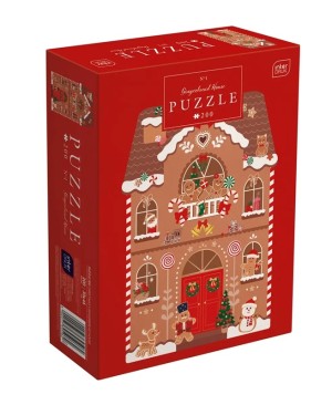 Interdruk: Gingerbread House (200) shaped kerstpuzzel