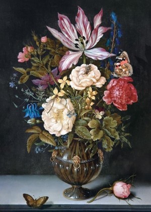 Interdruk: Ambrosius Bosschaert - Still Life with Flowers (1000) verticale puzzel