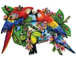 SunsOut: Parrots in Paradise (1000) shaped puzzel