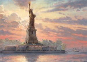 Schmidt: Thomas Kinkade - Statue of Liberty (1000) glow in the dark puzzel
