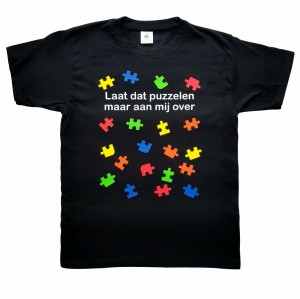 T-shirt: Laat dat puzzelen maar aan mij over (zwart, Maat L)