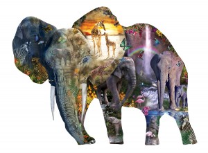 SunsOut: Elephant Waterfall (1000) shaped puzzel