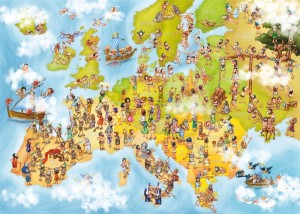 Deico: Map of Europe (1000) cartoon puzzel
