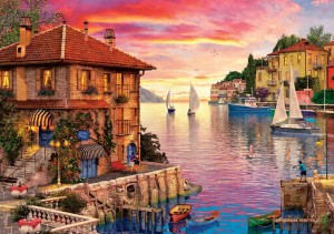 Art Puzzle: The Mediterranean Harbour - Dominic Davison (1500) puzzel