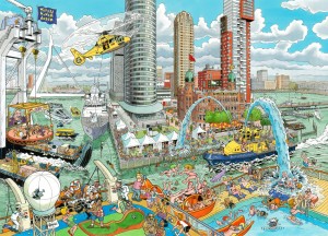 Ravensburger: Fleroux - Rotterdam (1000) cartoon puzzel OP = OP