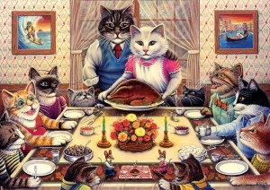 Art Puzzle: Feline Family Feast (260XL) kattenpuzzel