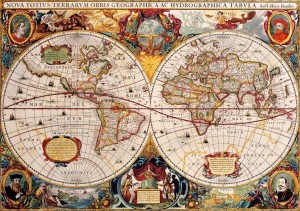 Bluebird: Antique World Map (1000) legpuzzel