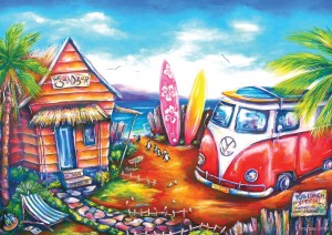 Art Puzzle: Surfing Camp (260XL) puzzel grote stukjes