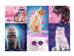 Trefl: Neon Color Line - Super cats (1000) kattenpuzzel