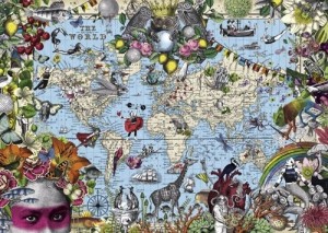 Heye: Map Art - Quirky World (2000) landkaartpuzzel