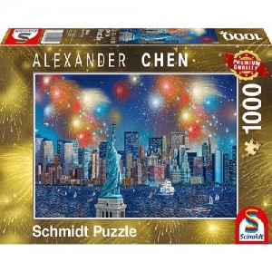 Schmidt: Alexander Chen - Vrijheidsbeeld met vuurwerk (1000) puzzel