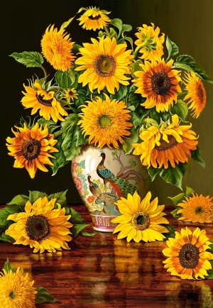 Castorland: Sunflowers in a Peacock Vase (1000) bloemenpuzzel