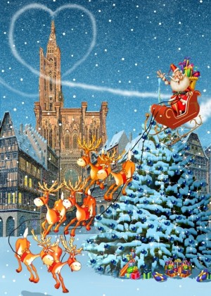 Grafika: Cathédrale de Strasbourg à Noël - Francois Ruyer (500) kerstpuzzel