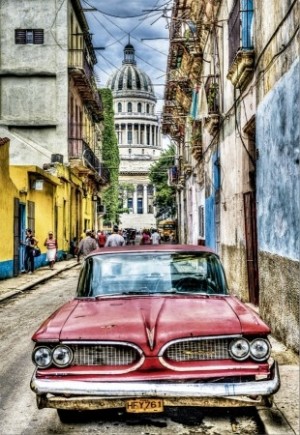 Educa: Vintage Car in Old Havana (1000) verticale puzzel