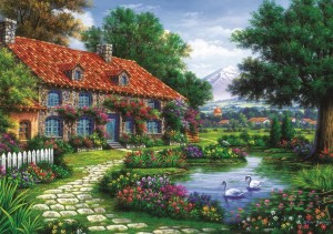 Art Puzzle: Garden with Swans (1500) legpuzzel