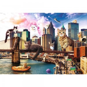 Trefl: Funny Cities - Cats in New York (1000) kattenpuzzel